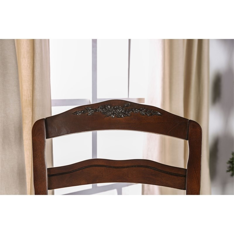 Furniture of America Pienne Wood Padded Dining Chair in Dark Walnut (Set of 2)