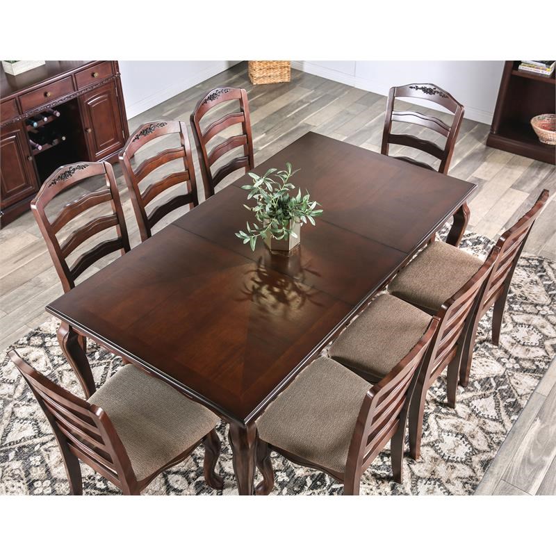 Furniture of America Pienne Carved 78Inch Wood Dining Table in Dark