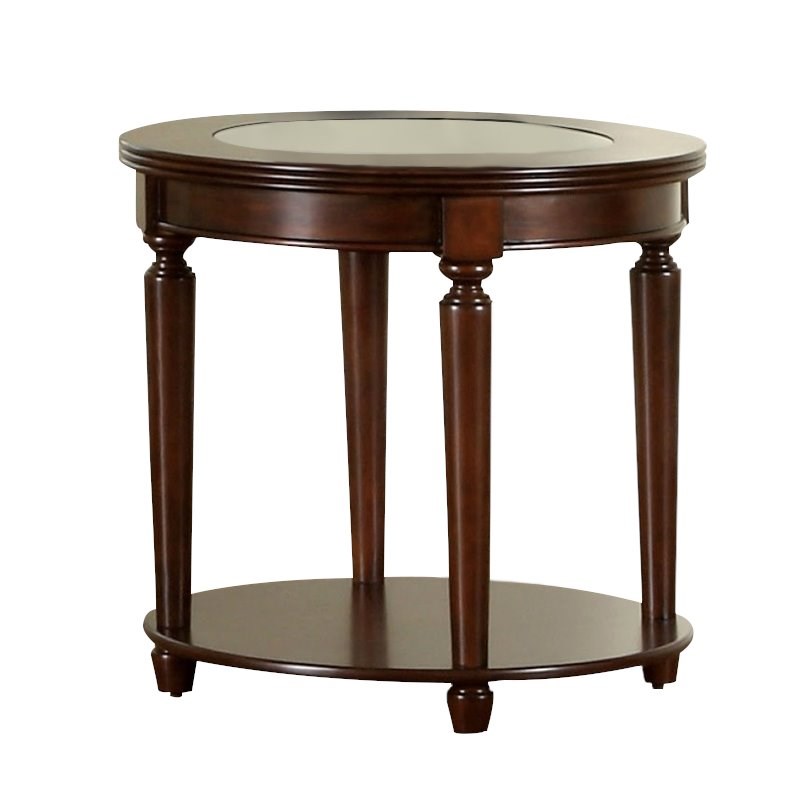Furniture of America Chrinus Transitional Wood 1-Shelf End Table in Dark Cherry