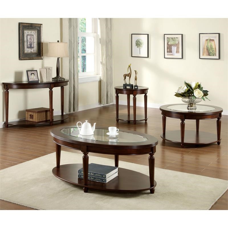 Furniture of America Chrinus Transitional Wood 1-Shelf End Table in Dark Cherry