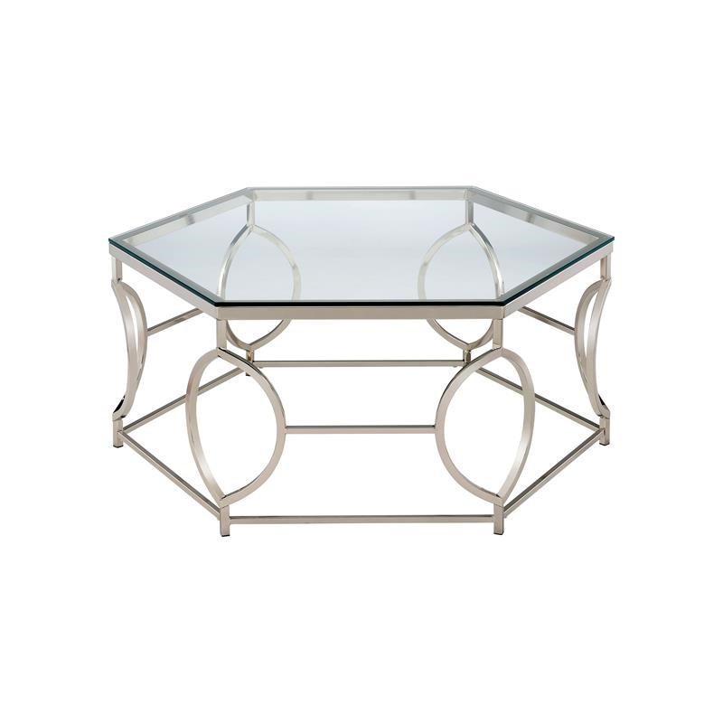 Furniture of America Annette 3-piece Metal Coffee Table Set in Chrome