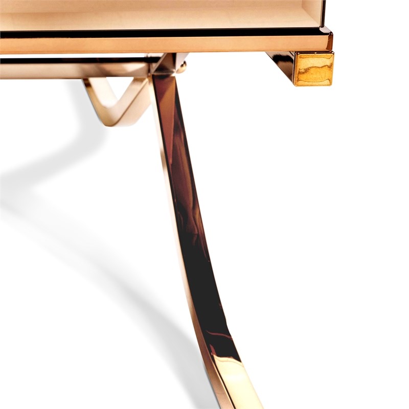Furniture of America Xander Metal 3-Piece Coffee Table Set in Brass