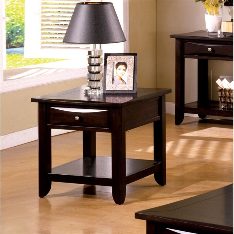 Furniture of America Bonner Transitional Wood 1-Drawer End Table in Espresso