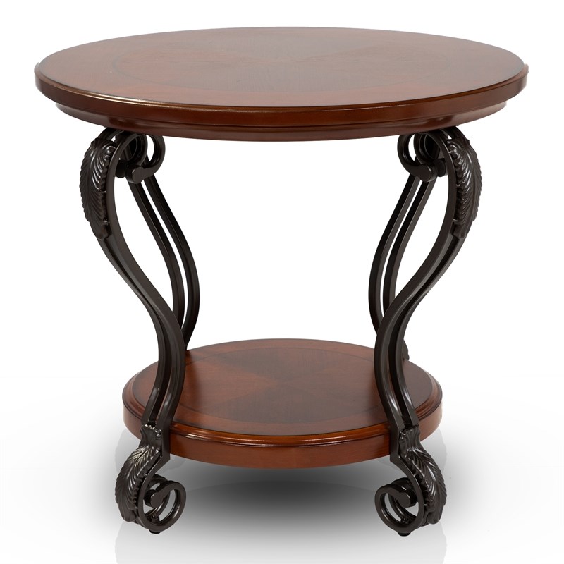 Furniture of America Azea Traditional Wood 1-Shelf End Table in Brown Cherry