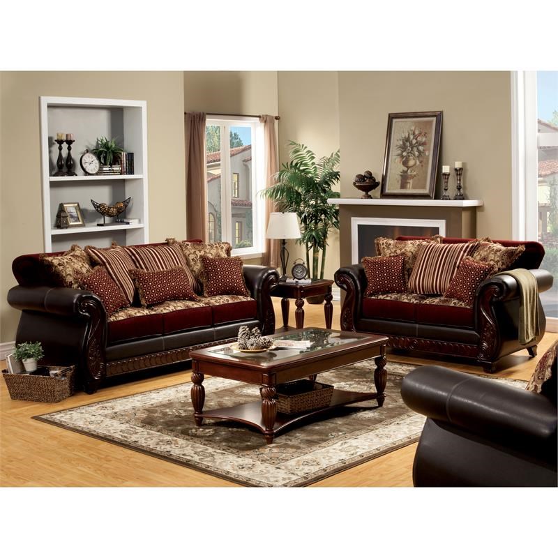 furniture of america lozano traditional solid wood sofa in ...