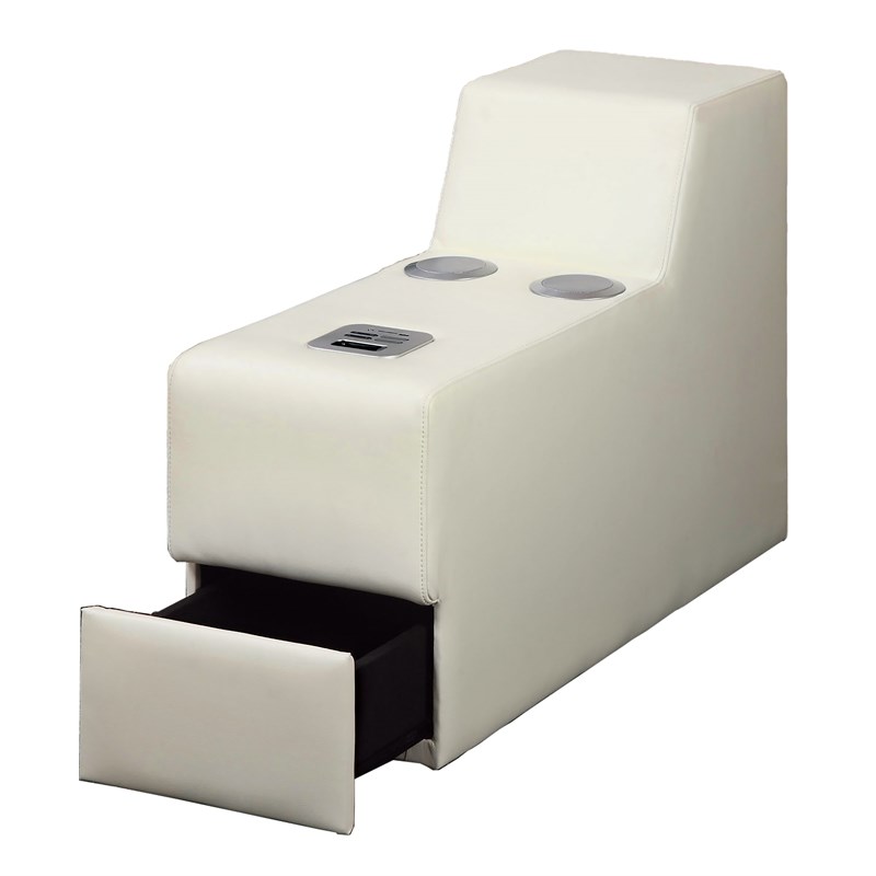 Furniture of America Contreras Faux Leather Storage Console in White