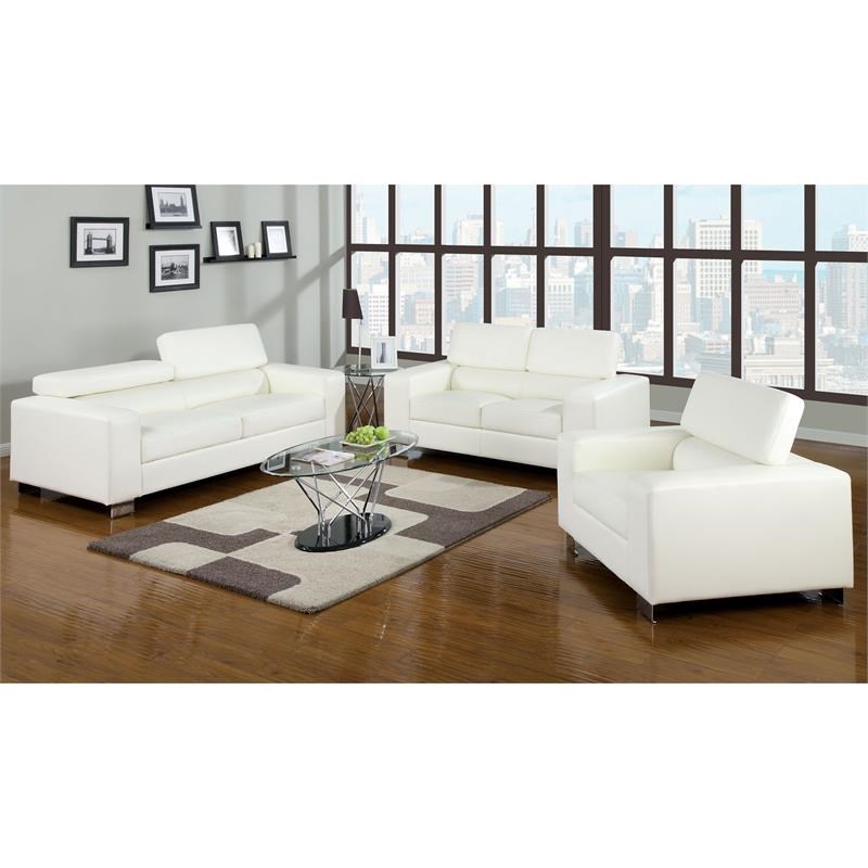 Furniture of America Salter Contemporary Faux Leather 2Piece Sofa Set
