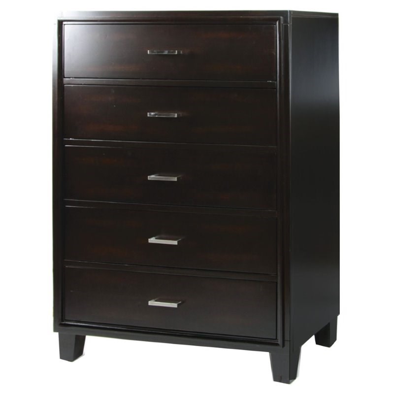 Furniture of America Sirius Solid Wood 5-Drawer Bedroom Chest in Espresso