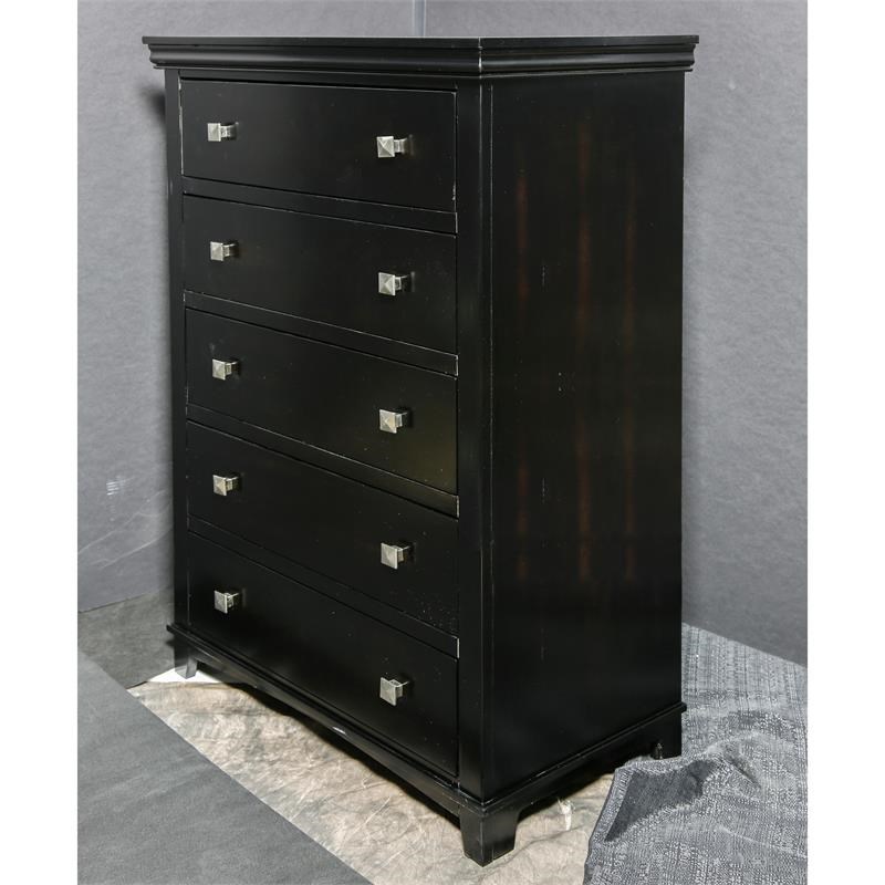 Furniture of America Brighton Transitional Solid Wood 5-Drawer Chest in Espresso