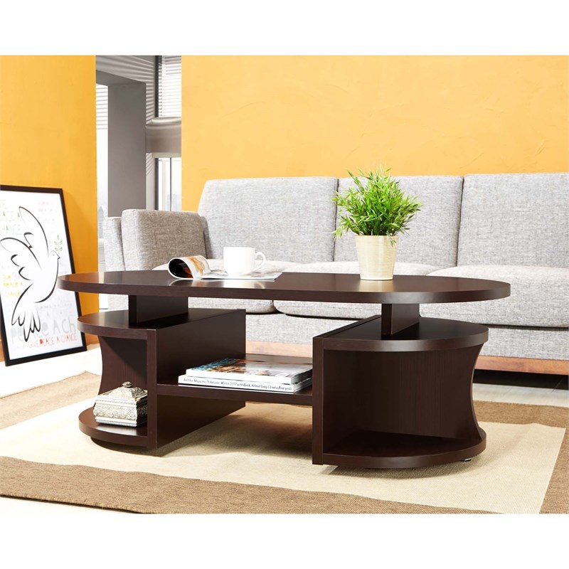 Furniture of America Chancelor Wood Storage Coffee Table in Espresso