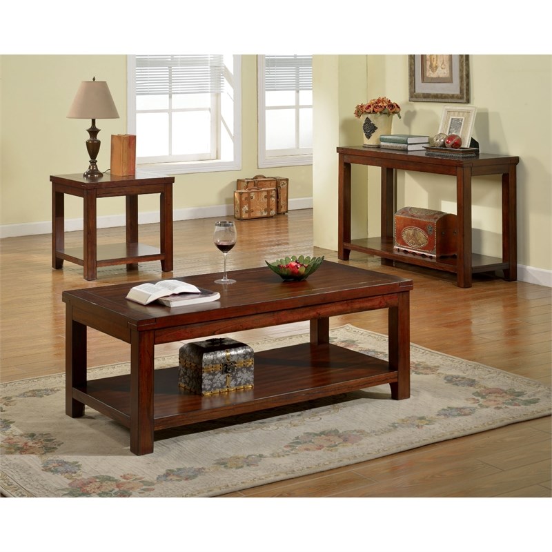 Furniture of America Granger Transitional Wood 1-Shelf End Table in Cherry