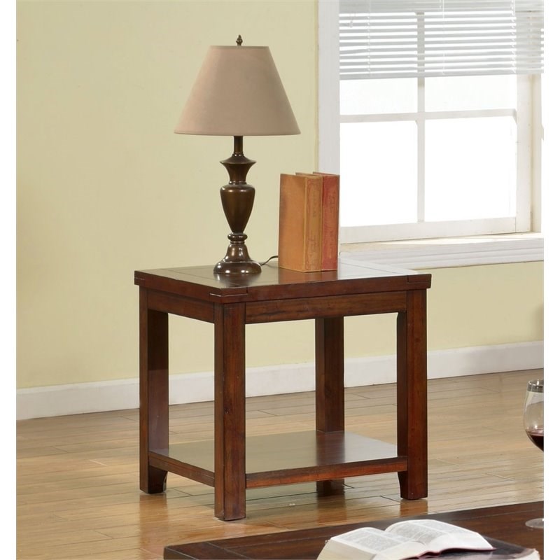 Furniture of America Granger Transitional Wood 1-Shelf End Table in Cherry