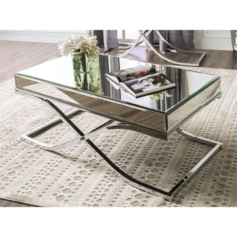 Furniture of America Xander Contemporary Metal Coffee Table in Chrome