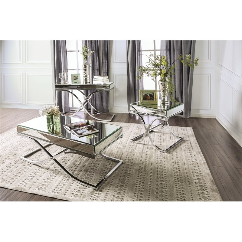 Furniture of America Xander Contemporary Metal Coffee Table in Chrome