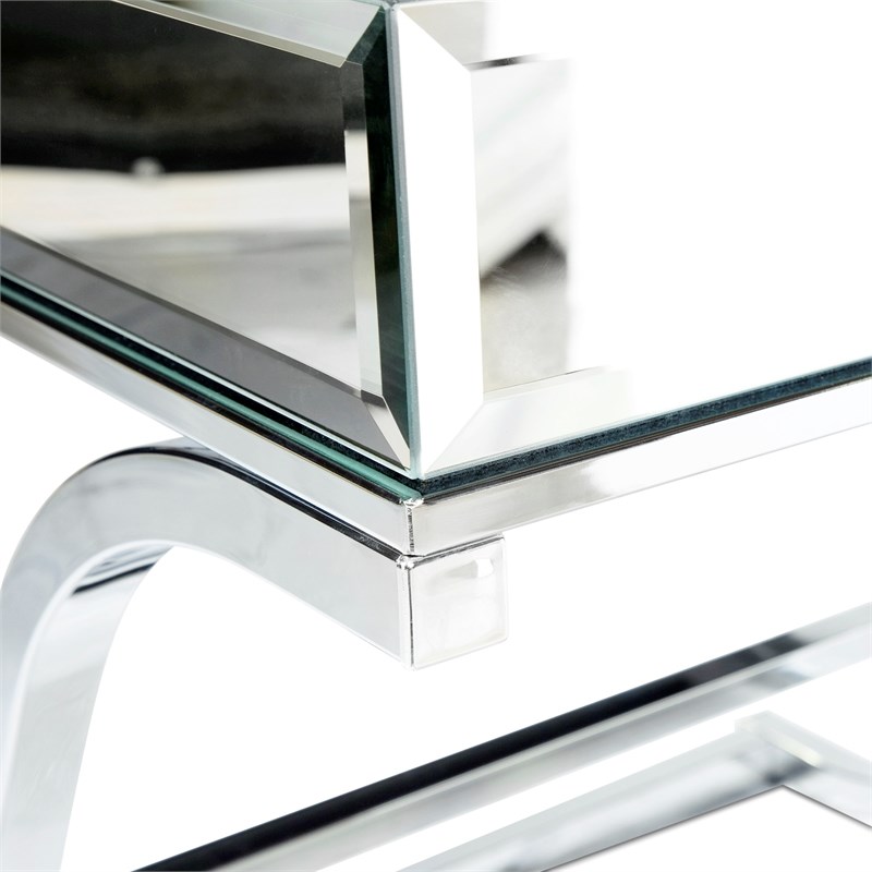 Furniture of America Xander Contemporary Metal Square End Table in Chrome