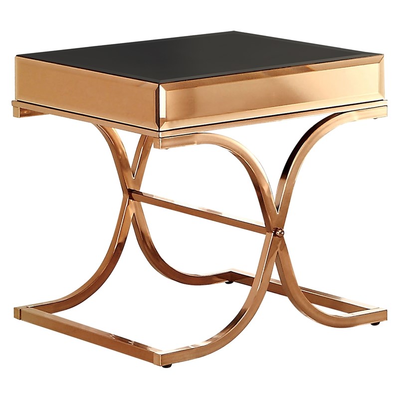 Furniture of America Xander Contemporary Metal Square End Table in Gold