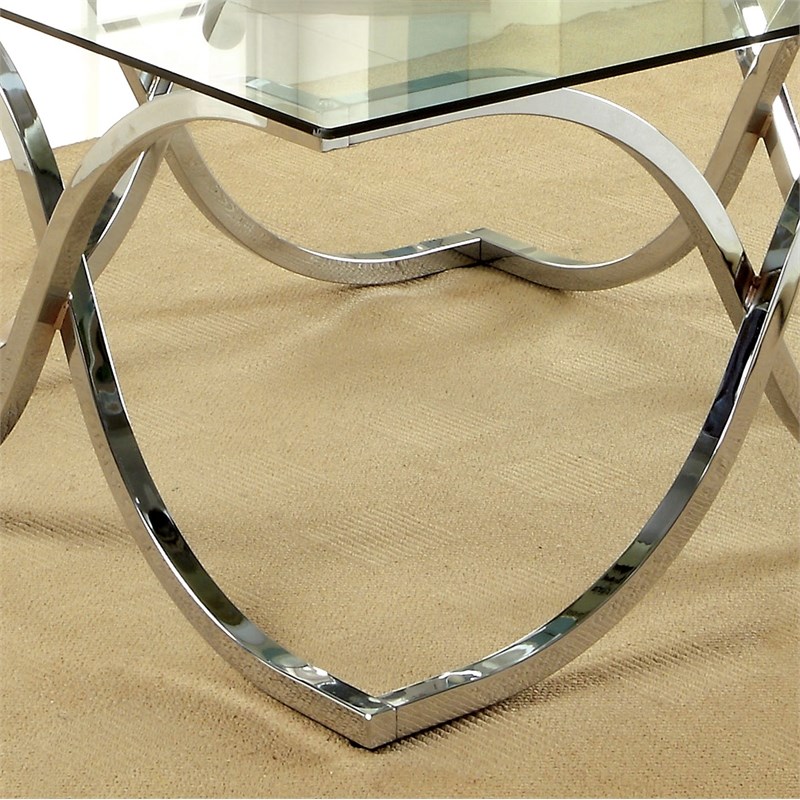 Furniture of America Sarif Contemporary Glass Top Coffee Table in Chrome