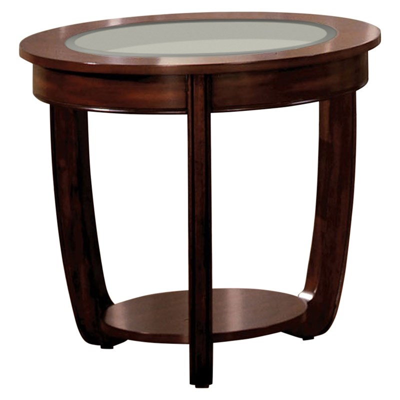 Furniture of America Tunton Solid Wood 1-Shelf End Table in Dark Cherry ...