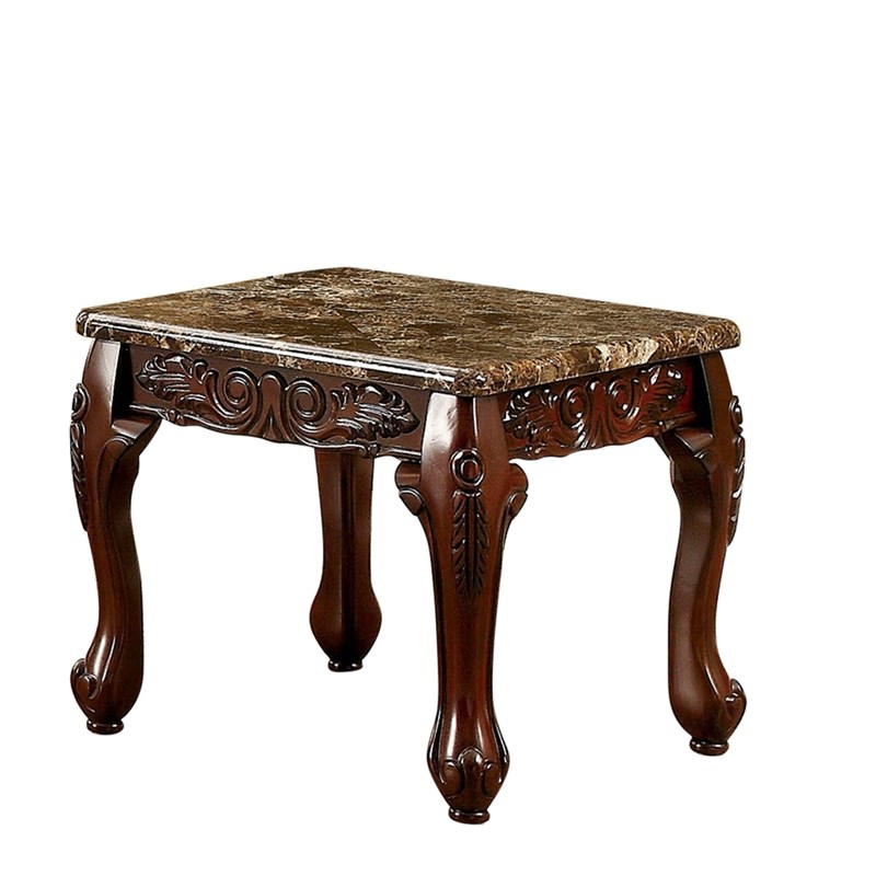 Furniture of America Burseel Wood 3-Piece Coffee Table Set in Dark Oak and Ivory