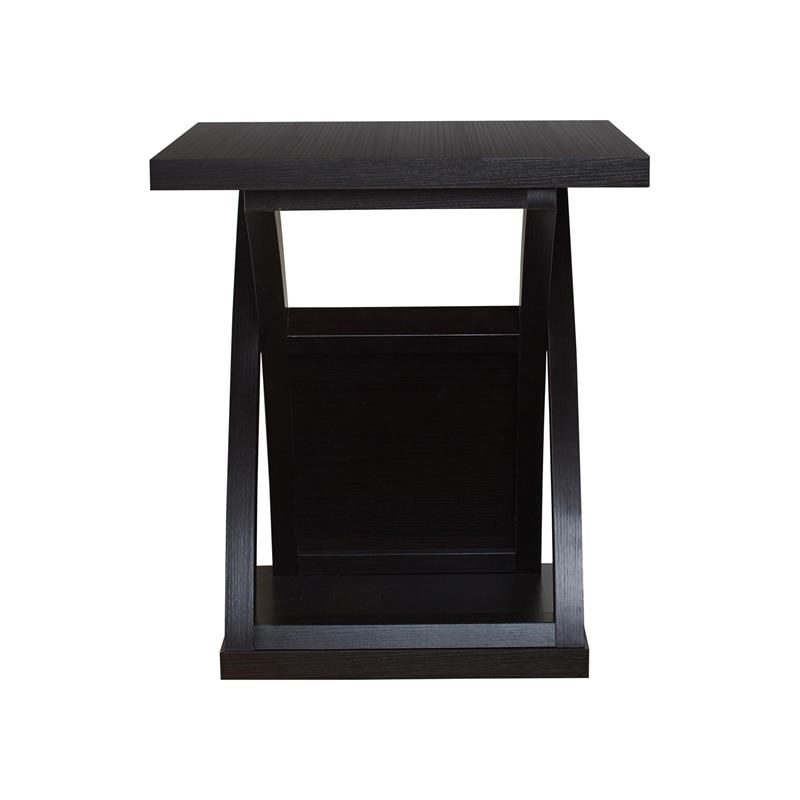 Furniture of America Porthos Contemporary Solid Wood End Table in Espresso