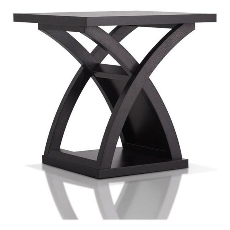 Furniture of America Porthos Contemporary Solid Wood End Table in Espresso