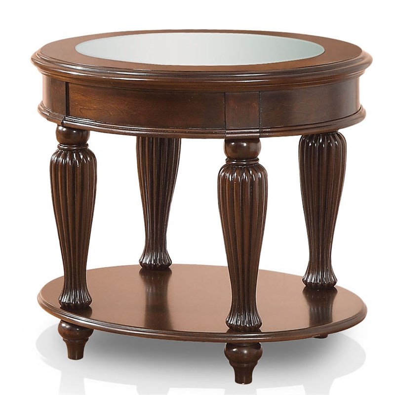 Furniture of America Artemis Traditional Wood 1-Shelf End Table in Dark Cherry