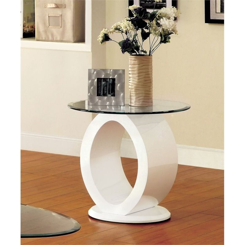 Furniture of America Mason Contemporary Wood Round End Table in White
