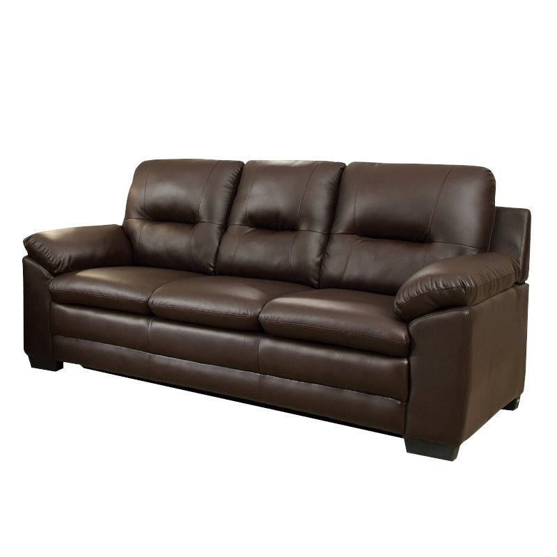 Furniture of America Pallan Contemporary Faux Leather Tufted Sofa in Brown