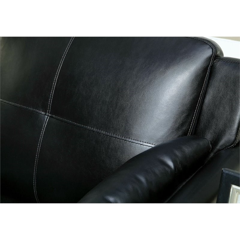 Furniture of America Tonia Contemporary Faux Leather Tufted Loveseat in Black