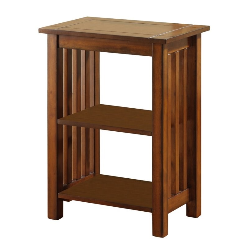 Furniture of America Fello Solid Wood End Table with Storage in Antique Oak