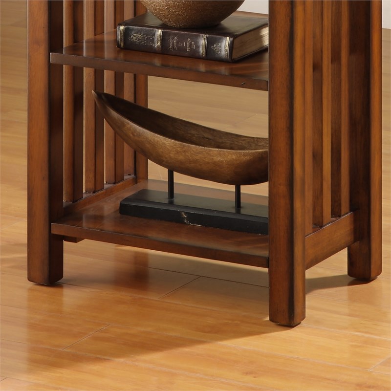 Furniture of America Fello Solid Wood End Table with Storage in Antique Oak