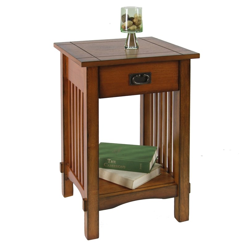 Furniture of America Davis Cottage Wood 1-Drawer End Table in Antique Oak