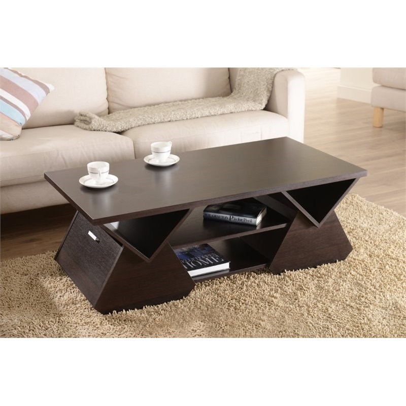 Furniture of America Annabelle Wood Storage Coffee Table in Espresso