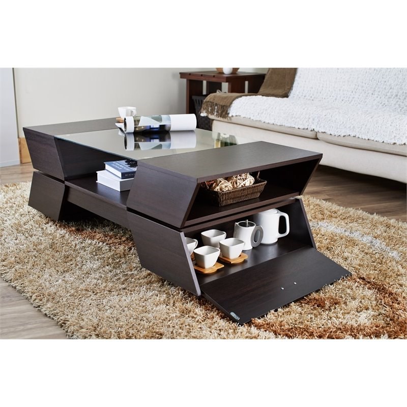 Furniture of America Addison Contemporary Wood Storage Coffee Table in Espresso