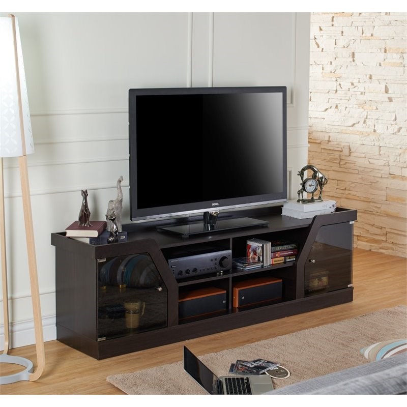 Furniture of America Rania Contemporary Wood Multi-Storage TV Stand in Espresso