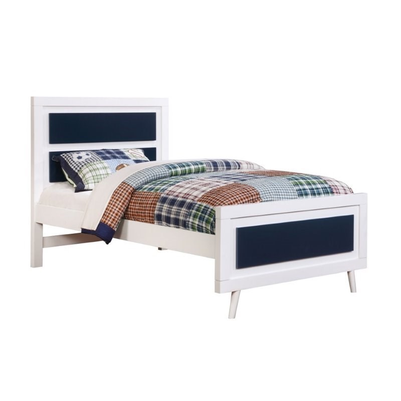 furniture of america jennings solid wood twin platform bed in blue and ...