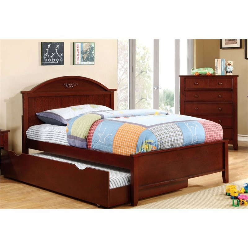 Furniture of America Dugan Transitional Wood Full Kids Panel Bed in Cherry