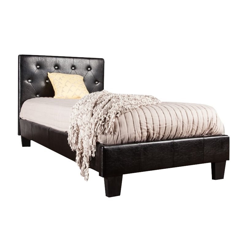 Furniture Of America Kylen Contemporary, Black Faux Leather Queen Platform Bed