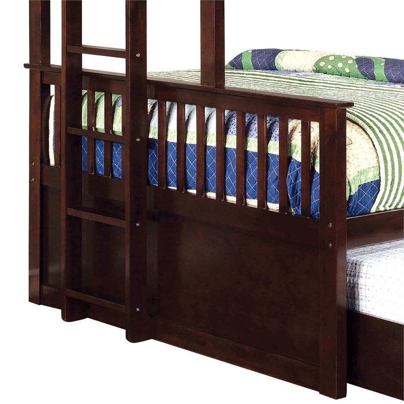 Furniture of America Frederick Wood Twin XL over Queen Bunk Bed in Dark Walnut