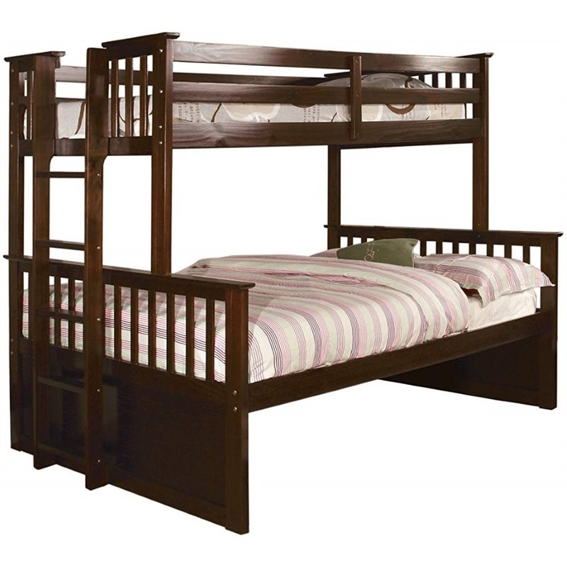 Furniture of America Frederick Wood Twin XL over Queen Bunk Bed in Dark
