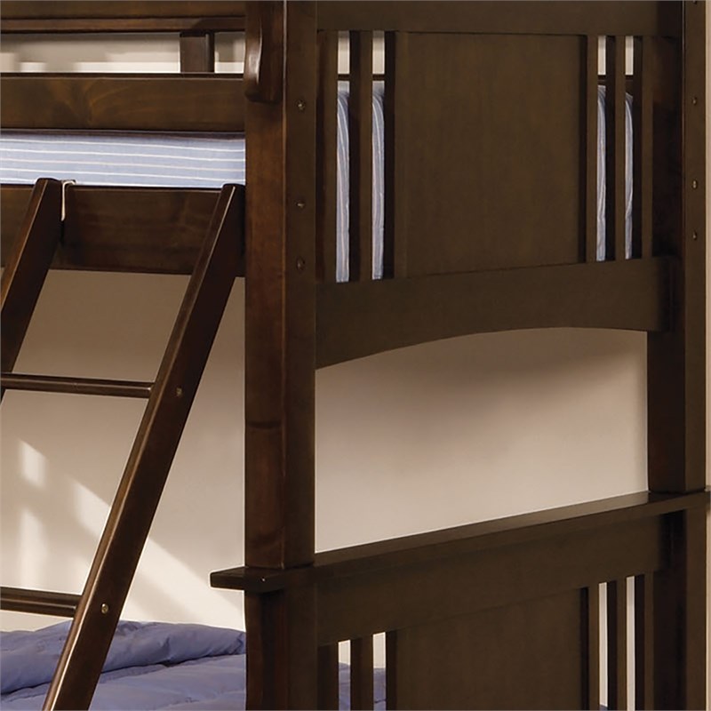 Furniture of America Roderick Wood Twin over Twin Bunk Bed in Dark Walnut