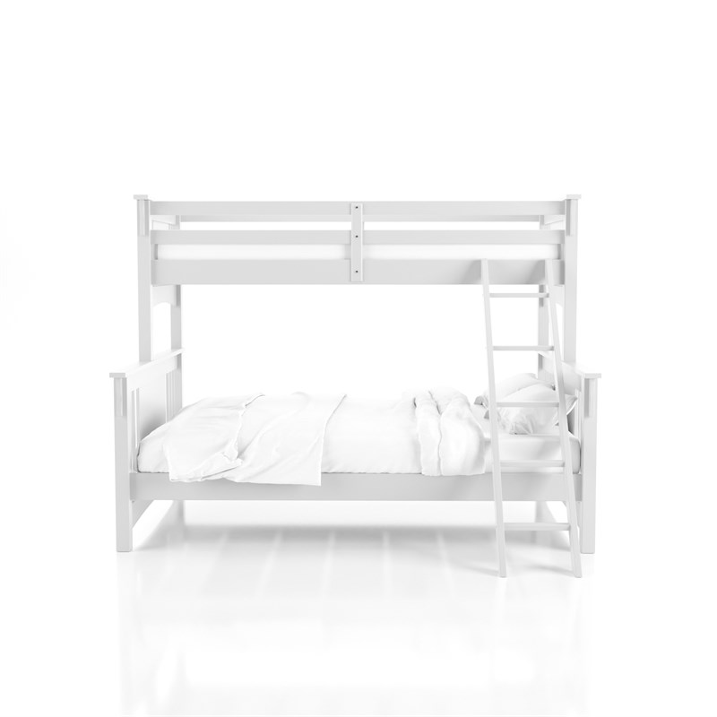 Furniture of America Roderick Wood Twin XL over Queen Bunk Bed in White