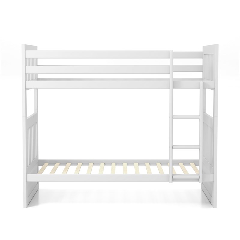 Furniture of America Emmet Cottage Wood Twin over Twin Bunk Bed in White