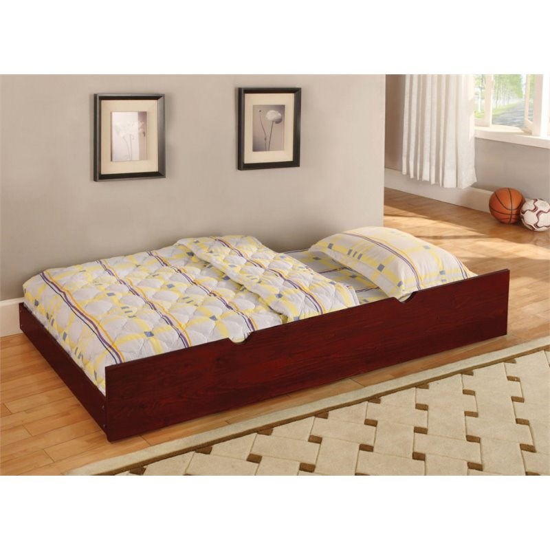 Furniture of America Barnes Transitional Wood Twin Trundle in Cherry