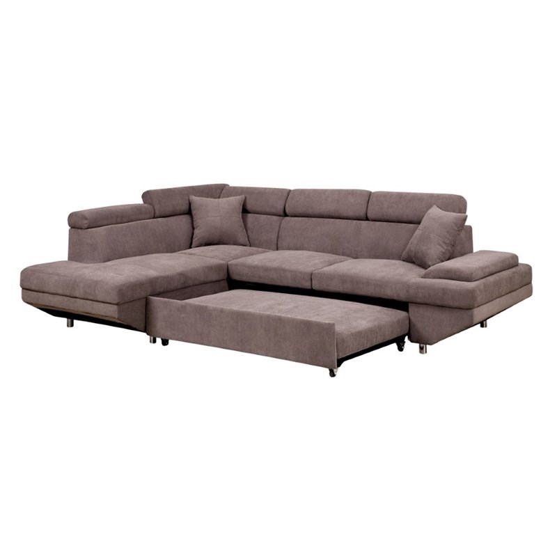 Furniture Of America Berguin Flannelette Convertible Sectional In Brown Idf 6125br Sec - Kingway Sectional Sofa Bed With Storage Convertible Chaise Sofabed Grey Furniture Of America Berguin Flannelette Convertible Sectional In Brown Idf 6125br Sec - Kingway Sectional Sofa Bed With Storage Convertible Chaise Sofabed Grey