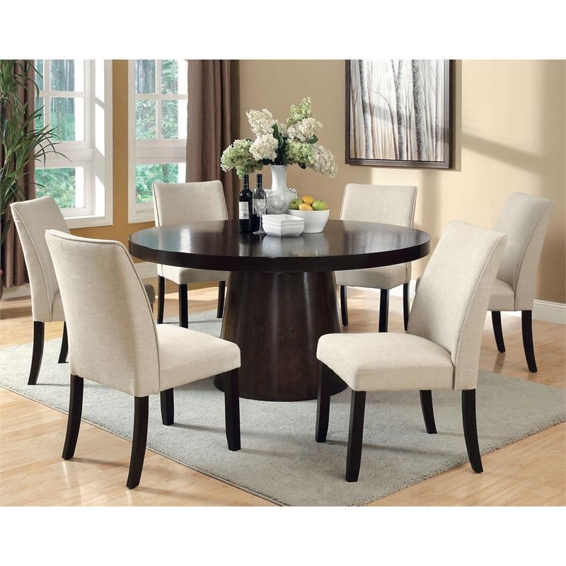 Furniture of America Janna Fabric Padded Dining Chair in Espresso (Set of 2)
