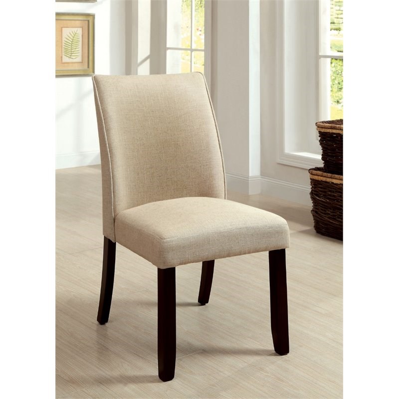 Furniture of America Janna Fabric Padded Dining Chair in Espresso (Set of 2)
