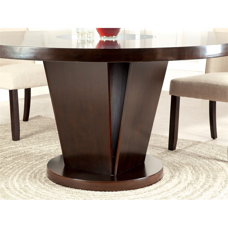 Furniture of America Janna Round Wood Dining Table in Espresso