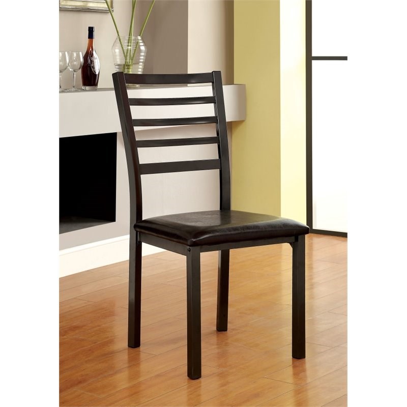 Furniture of America Maxson Metal Padded Dining Chair in Black (Set of 2)