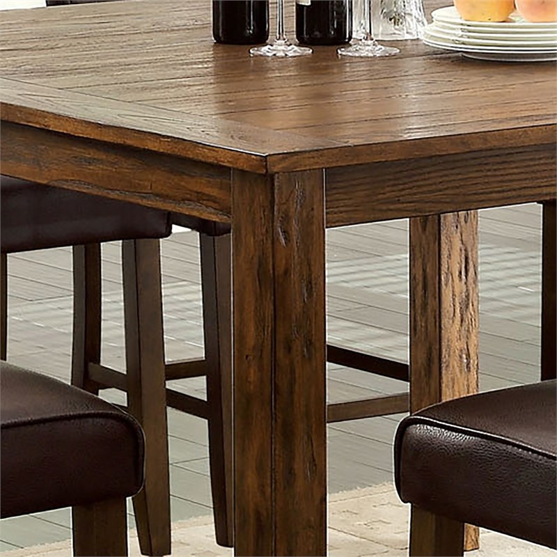 Furniture of America Kittle Solid Wood 36" Counter Height Table in Dark